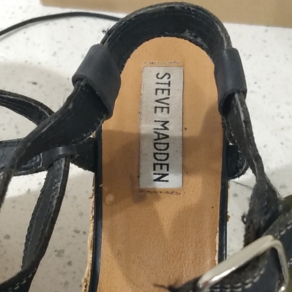 Steve Madden Navy Blue Ankle Strap Platform Wedge - Picture 12 of 15